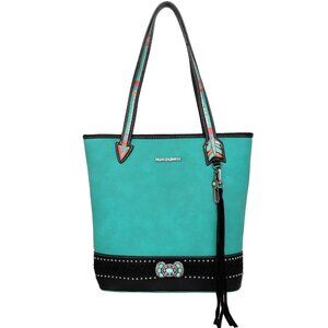 Montana West Concho Collection Concealed Carry Tote Black/Turquoise MW1112G-8113